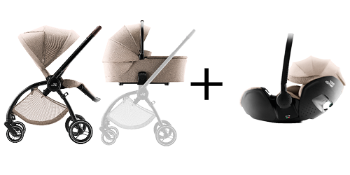 RIO klapvogn, RIO babylift og BABY-SAFE PRO autostol i Teak, del af RIO COMFORT SET